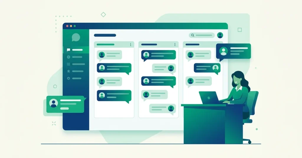 Painel de atendimento via WhatsApp organizado em filas, com atendente de PME respondendo conversas em um único painel