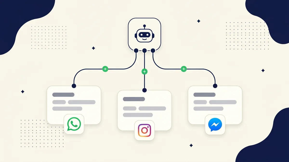 chatbot configurado uma vez atendendo WhatsApp, Instagram e Facebook