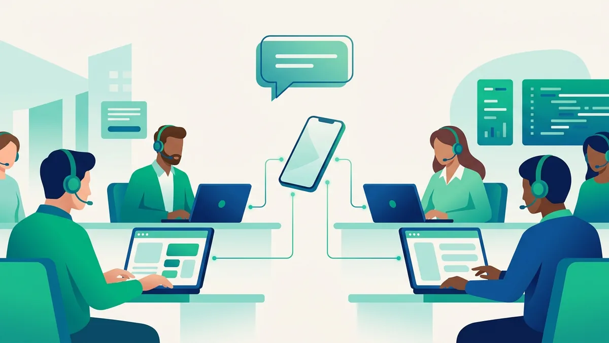 Equipe de atendentes compartilhando um único número de WhatsApp em painel centralizado