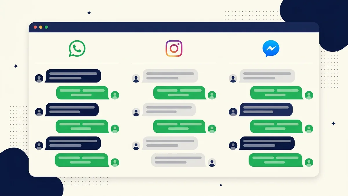 painel de atendimento centralizado com conversas de WhatsApp, Instagram e Facebook