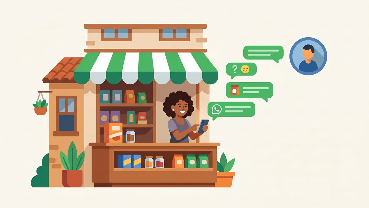 pequena empresa usando o WhatsApp Business App com QR Code