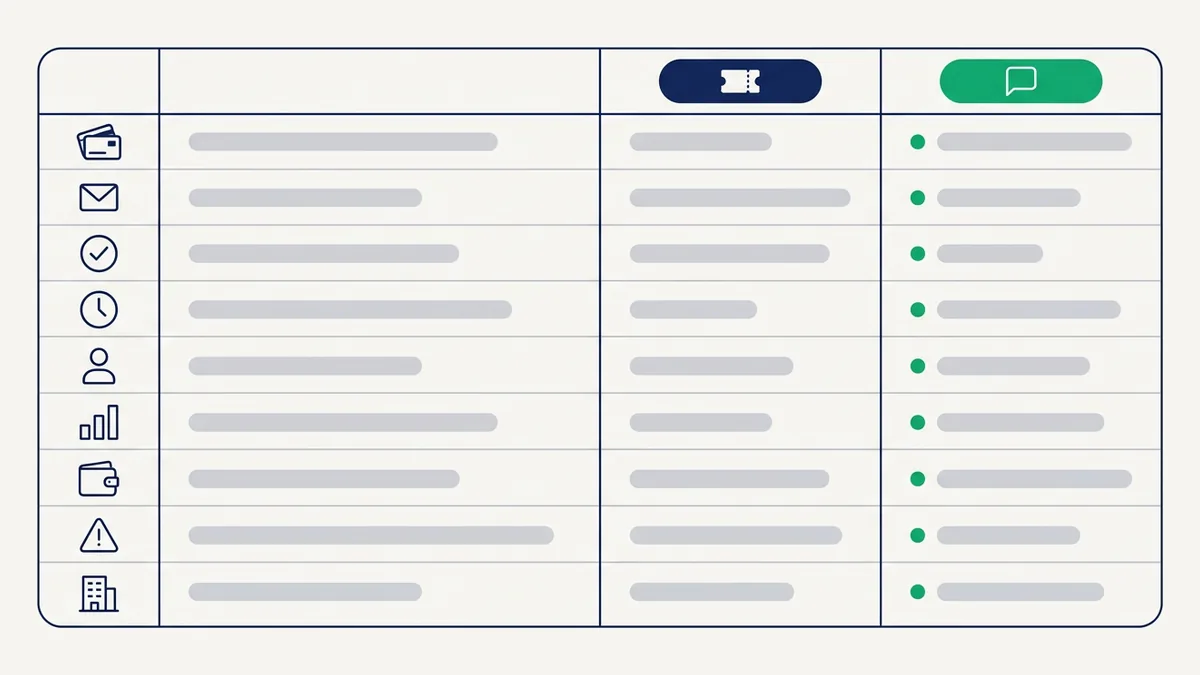 tabela comparando help desk e atendimento conversacional por unidade de trabalho, custo e métrica
