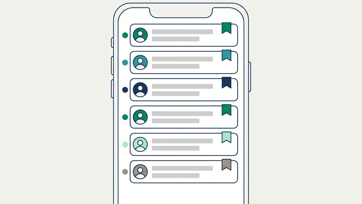 etiquetas coloridas marcando conversas na lista do WhatsApp Business