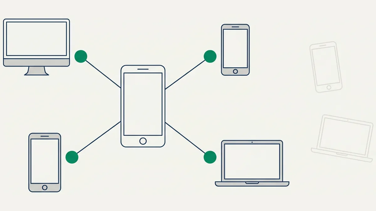 diagrama do limite de dispositivos conectados ao celular principal do WhatsApp Business