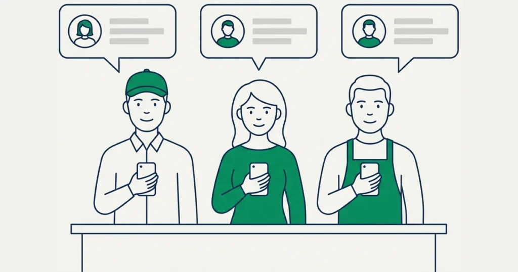 equipe de atendimento identificando cada atendente nas conversas do WhatsApp Business