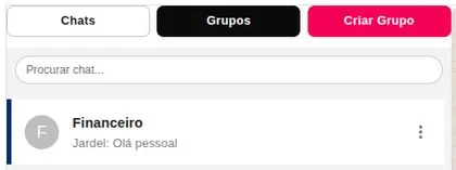 Abas Chats e Grupos com o botão Criar Grupo